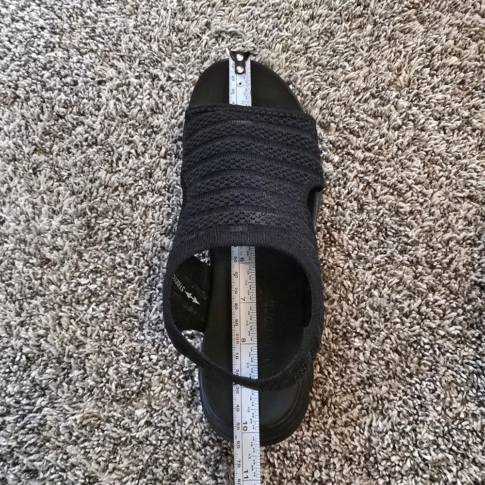 Skechers Flex-Lite Yoga Foam Sandals Womens 9 Black Stretch Fit Slingback Sporty - Picture 3 of 7